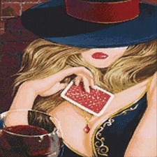 Diamond Dot Painting Kit Lady Poker 12 x 16 NWT Retail 24.99