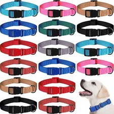 18 Pcs Adjustable Dog Collar 9 Colors Nylon Pet Collar Soft Neoprene Padded C...