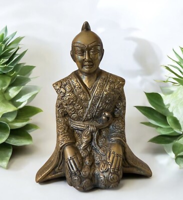 Samurai Statue Figurine Bronze Sculpture 7 Inches Tall
