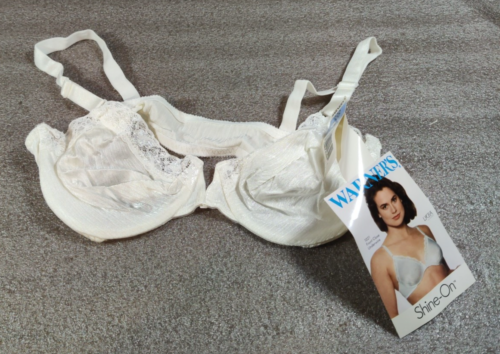 Vtg Warner Shine On Bra Woman 38B White Lace Lycra Front Clothes Underwire