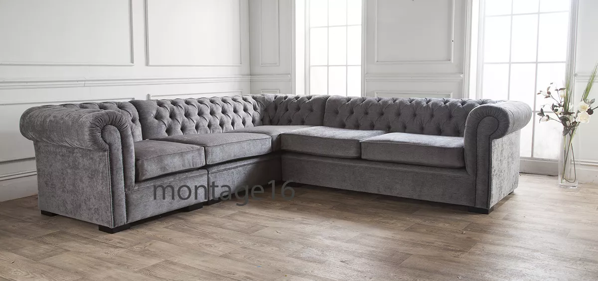 Large grey 2024 fabric corner sofa