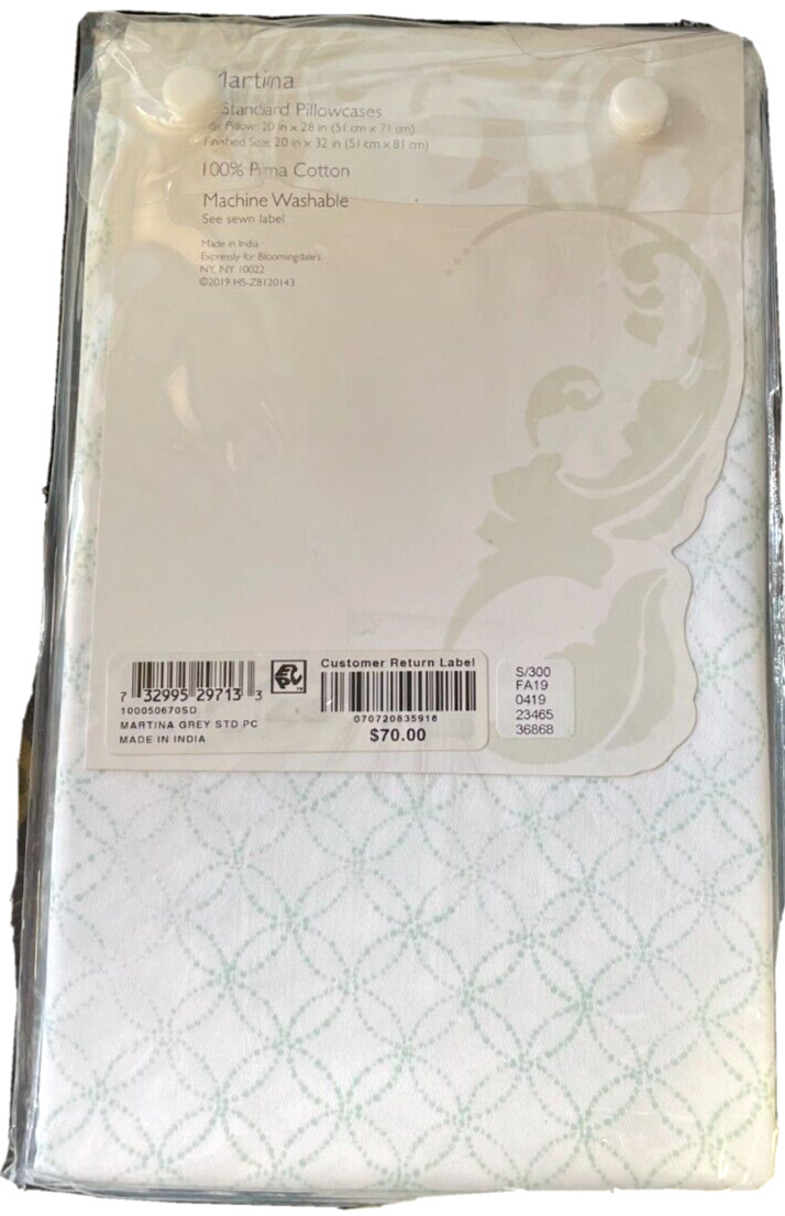 Sky Martina Geometric 100% Pima Cotton Pillowcase PAIR - STANDARD - Mint