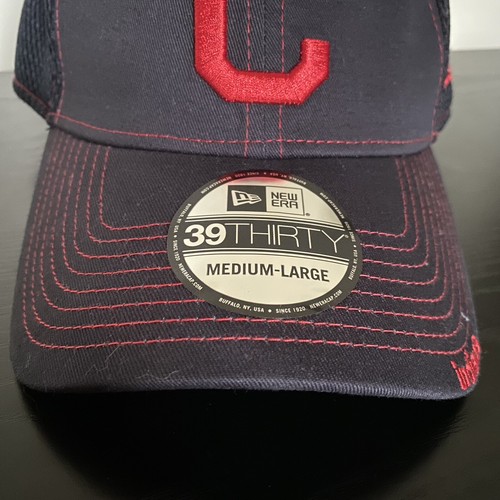 Cleveland Indians New Era MLB 39Thirty Navy Blue Red Hat Cap Men’s Size M/L NEW - Picture 6 of 7