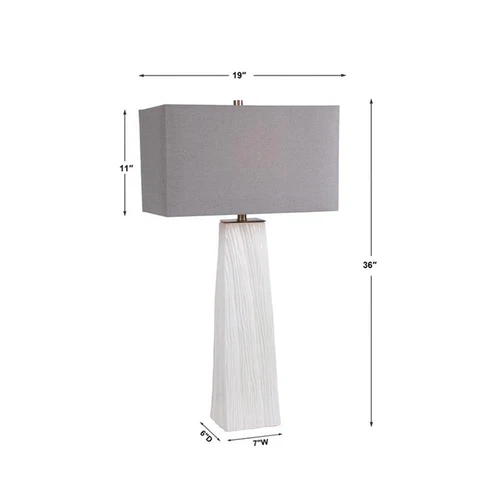 Uttermost Sycamore Contemporary Ceramic Metal and Fabric Table Lamp in White - Picture 9 of 9