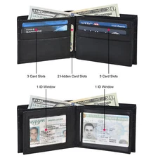 Leatherboss Genuine Leather Mens Wallet Money Pocket ID slot With Gift Bag