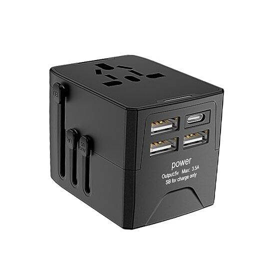 Universal Travel Adapter, International Travel Adapter European Travel Black