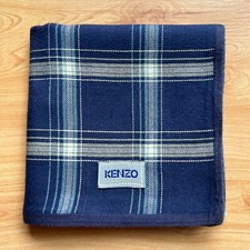 HANDKERCHIEF JAPAN MEN'S VINTAGE ART BLUE PLAIDS POCKET SQUARE COTTON 18" A-0708