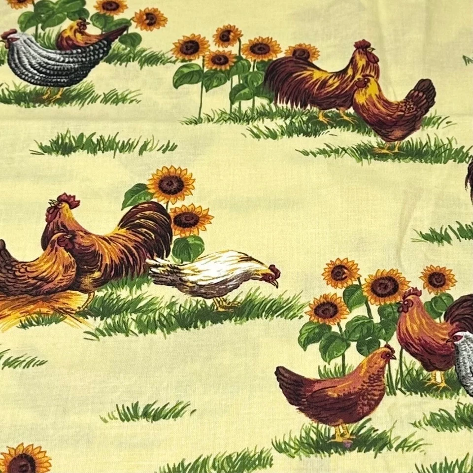 Tela de algodón vintage de gallo de granja y girasol Cranston 2010 76 x 44 pulgadas Foto 2 de 4