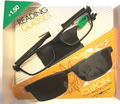 OCCHIALE DA LETTURA CENTROSTYLE NERO MATT CON CLIP ON SOLE ASTE DA COLLO |  eBay