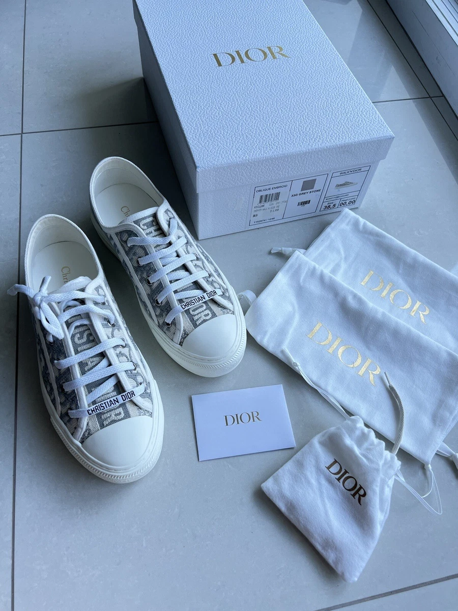 Christian Dior Oblique Embroidered Cotton WalkNDior Sneaker 385   STYLISHTOP