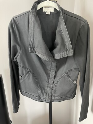 Anthropologie Marrakech Faravel Moto Jacket Coat Dark Gray Petite Medium M 