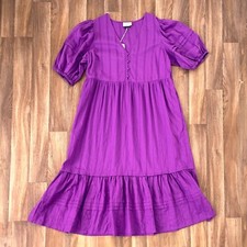 BNWT Universal Thread Women's Puff Cotton Sleeve Tiered Midi Dress Boho XL