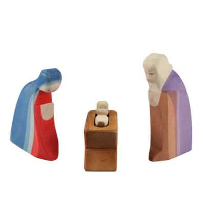 Ostheimer Holy Family 4 Pieces Mary Joseph Crib with Child Christmas Crib