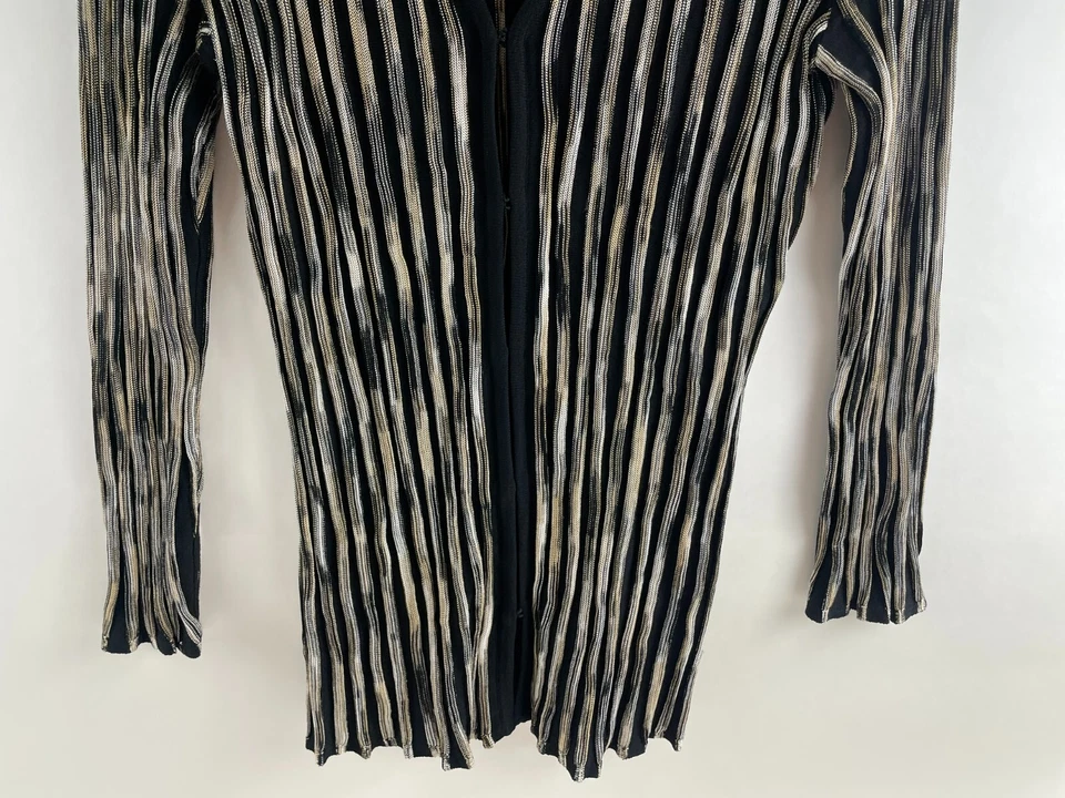 Suéter Jones New York Para Mujer Talla L Negro Blanco Dorado Rayas Cárdigan Largo Slv Foto 4 de 4