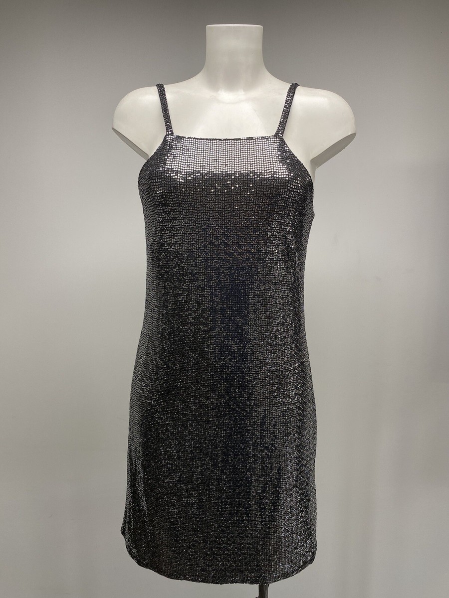 Ex PRIMARK Sequin Mini Dress. Black with silver sequins. size 10