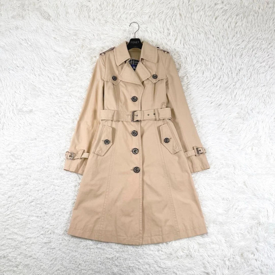 Gabardina Burberry Blue Label, larga, con forro, cuadros Nova, talla 40 Foto 2 de 4