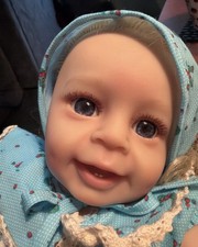Reborn  Appears To Be Baby Doll With Hair Clips And Bonnet Eyelashes, Dimples