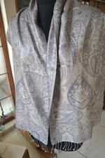 silver 100% Silk Scarf Soft Smooth Neckscarf Paisley iridecent Paisley Headscarf