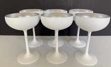 set/6 St&ouml;lzle Lausitz OLYMPIA Champagne Coup Glasses Matte White w/ Silver EUC