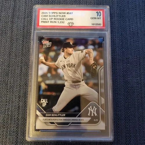 2025 Topps Now Cam Schlittler RC #587 PR: /1232 GRADED GM 10 GM-MT