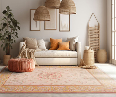 LoomBloom 7'3''x9'3'' Beige Hand-Woven Flatweave Classic European Wool Area Rug