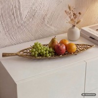 Obstschale FrüChteschale Blatt Gold Aluminium Schale 63Cm Dekoschale Metall Leaf