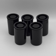 5 Count 35mm Black Plastic Film Canisters with Caps