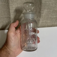 1904 ANTIQUE GLASS HOLY WATER BOTTLE W/ GLASS HOLY WATER SPRINKLER