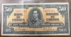 Bank Of Canada 1937 $50 Note, Fine: E25