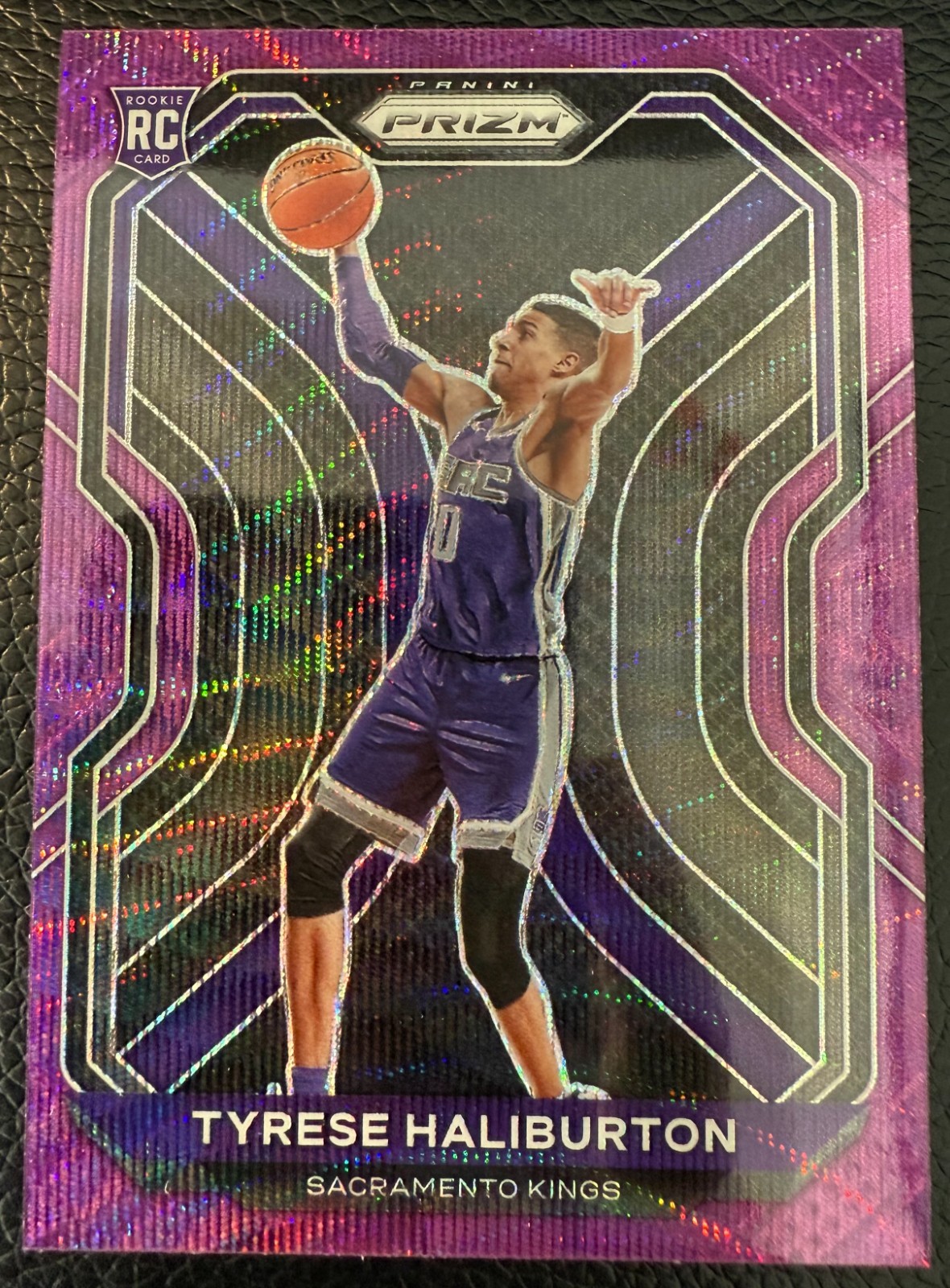 2020-21 PANINI PRIZM TYRESE HALIBURTON PURPLE WAVE ROOKIE RC SP #262