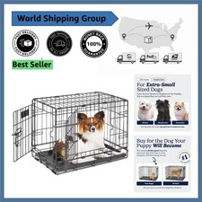 Secure 22-Inch Double Door Dog Crate with Divider, Ideal for Dogs Up to 15 lbs