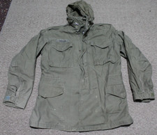 60s 70s Vietnam Era US Army M65 OG-107 Green Sateen Field Jacket Small Long