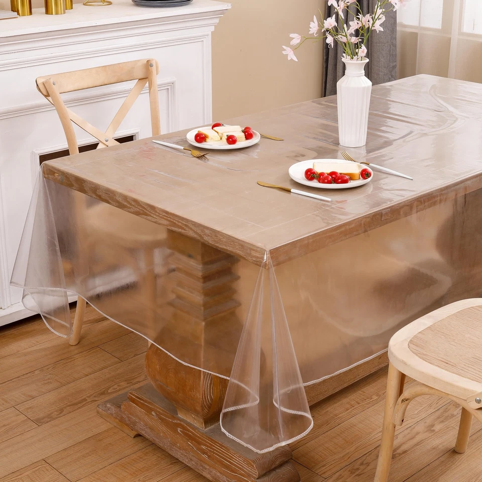 Mantel de vinilo transparente resistente a arañazos 54X54 pulgadas cuadrado cubierta impermeable Foto 4 de 4