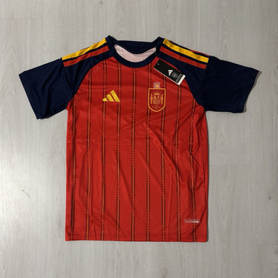 Adidas Spanien Fußballtrikot Slim Fit Climacool Herren Kurzarm Gr. L Rot/Blau