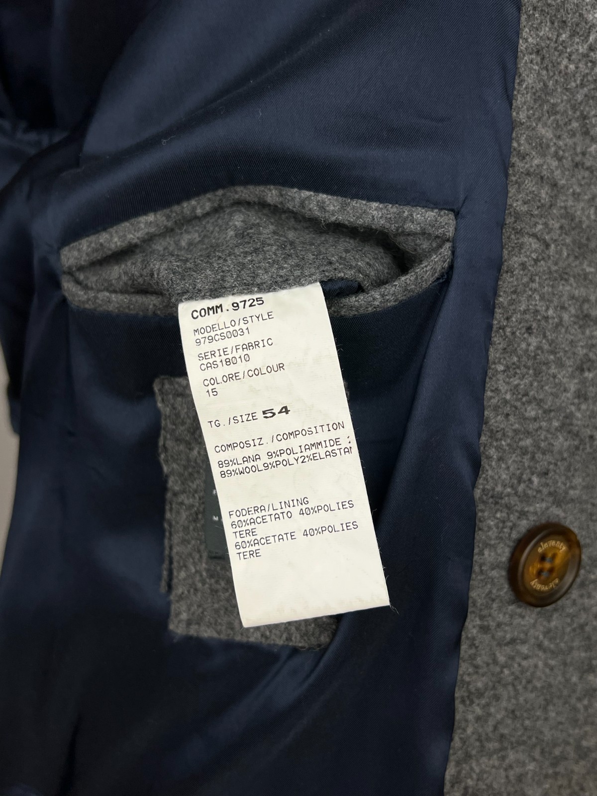 ELEVENTY Pure Wool Blend Solid Gray Half-Lined Do… - image 14