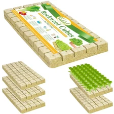 Rockwool Cubes for Hydroponics - 1 Inch Starter Plugs for Plant Germination