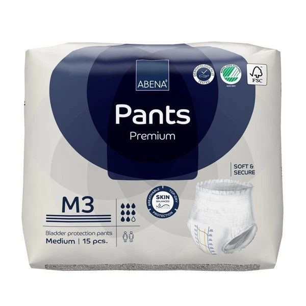 ABENA PANTS M3 PREMIUM Adult 15 Diapers Bladder Protection Incontinence 2400 ml