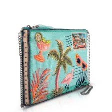 Mary Frances Coastal Notes Tropical Postcard Beaded Crossbody Handbag