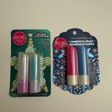 Eos Holiday Lip Balm 1pk Raspberry Cloud Bellini  1pk Iced Gingerbread Milk