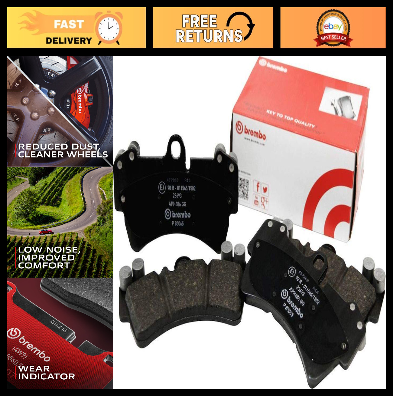 Premium Ceramic Front Disc Brake Pad Set for Maserati & Mercedes-Benz - OE# 0044