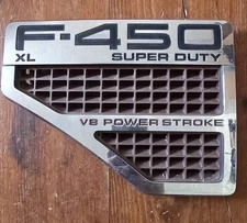 2008 2009 2010 Ford F450 XL Super Duty Power Stroke Left Fender Emblem Badge OEM