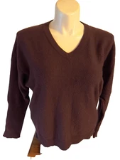 Garnet Hill 100% Cashmere V-neck Sweater Women's L plum