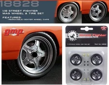 Street Fighter Mag Wheel and Tire Set of 4 1970 Plymouth RoadRunner 1:18 by GMP