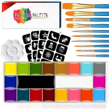 Face Paint,Face Painting Kit For Kids Party - 20 Water Based Non-Toxic Sensi...