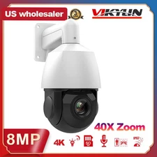 Vikylin 360° 4K 8MP 40X PTZ IP Camera POE Audio+Alarm Auto Tracking Outdoor CCTV
