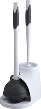 Toilet Plunger and Bowl Brush Set with Caddy - White and Gray