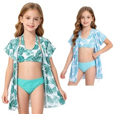 Girls Set Printed Outfits Holiday Swimsuit Party Bathing Suit 3 Piece Soft Top