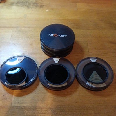Lot of 3 K&F Concept dig.HD Slim ND8 55mm,Slim ND8 67mm,Slim CPL 67mm,& 3 Cases!