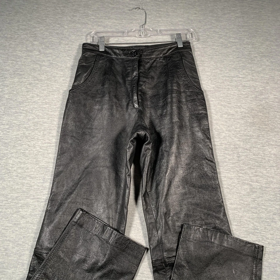 Брюки женские George Hogg 14 черные натуральная кожа с подкладкой прямые карманы для ног - Изображение 2 из 4