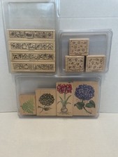 Stampin' Up Nature's Seasonal Borders Flowers Hydrangea Mounted Rubber Stamps